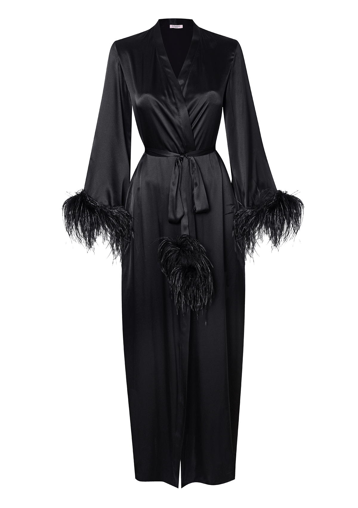 Long black feather robe best sale