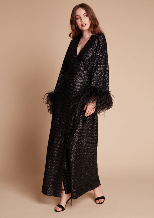 Luxury Silk Robe - Black Sparkling Silk Robe Gilda & Pearl Small/Medium / Black Seraphina Gown