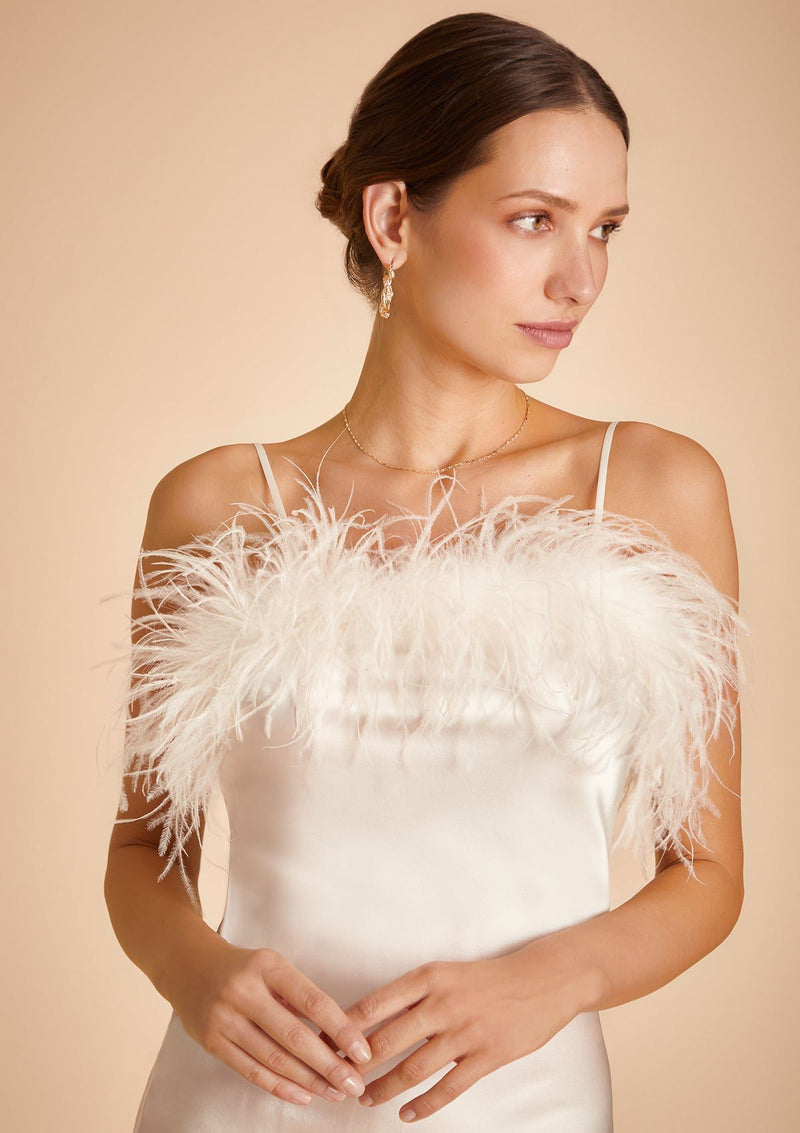 Gilda & Pearl Camille Feather Trim Silk Midi Slip Dress