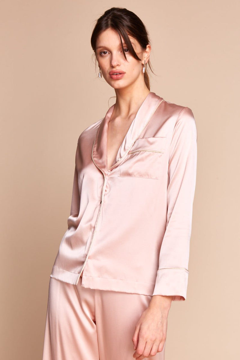 Pink Silk PJ Luxury Pajamas Gilda Pearl - Main Image