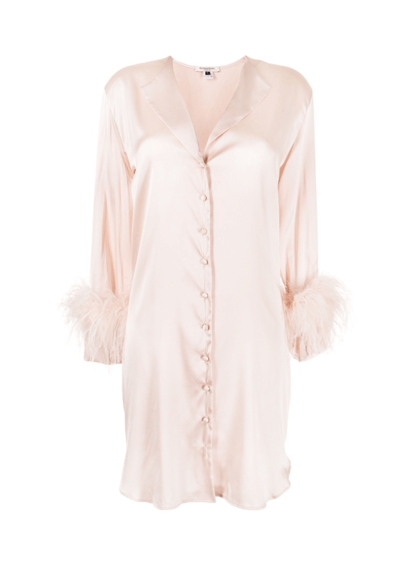 Gilda & Pearl Pyjamas Camille Silk and Feather Shirt Dress