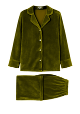 Gilda & Pearl Pyjamas Olive Green Chelsea Velvet Pyjama