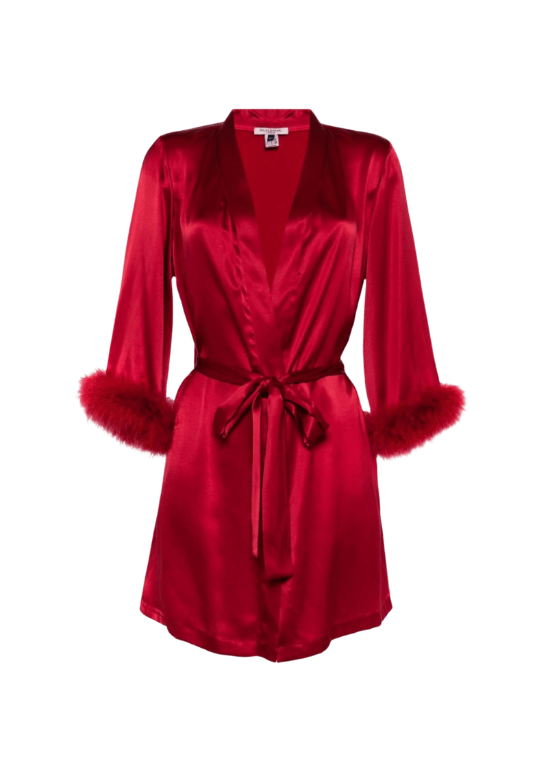 Red Silk Robe Luxury Loungewear – Gilda Pearl - Main Image
