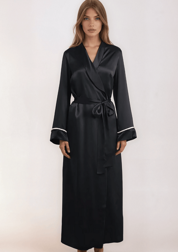 Gilda & Pearl Robe Girls Love Pearls Long Robe Black