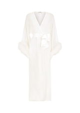 Gilda & Pearl Robe One Size / Ivory Diana Silk and Marabou Feather Long Robe