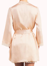 Gilda & Pearl Robe Pink Lemonade Short Silk Robe with lace