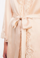 Gilda & Pearl Robe Pink Lemonade Short Silk Robe with lace