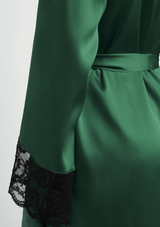 Gilda & Pearl Robe Satin Muse Long Emerald Green Robe