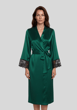 Gilda & Pearl Robe Satin Muse Long Emerald Green Robe