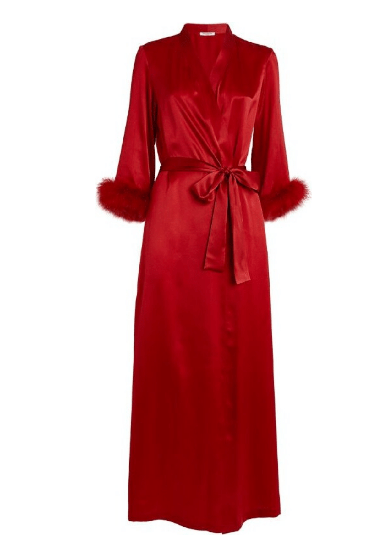 Red Robe Shiny Red Silk Robe with Feathers| Luxury Nightwear – Gilda & Pearl