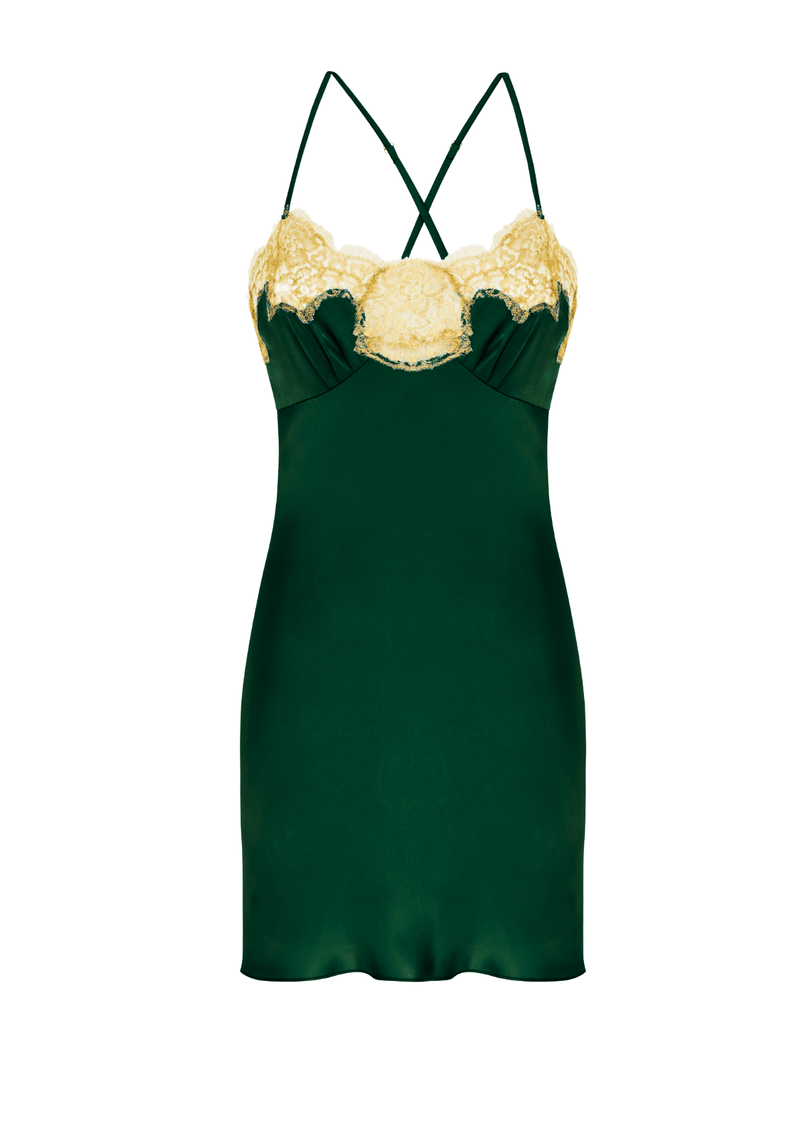 Designers Silk Nightwear - Green Short Silk Slip S ( pre-order 1-2 weeks) / Emerald Designers Silk Nightwear - Green Short Silk Slip S ( pre-order 1-2 weeks) / Emerald