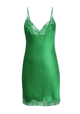 Gilda & Pearl | Jewel Green Silk Mini Slip | Luxury Loungewear to Love 