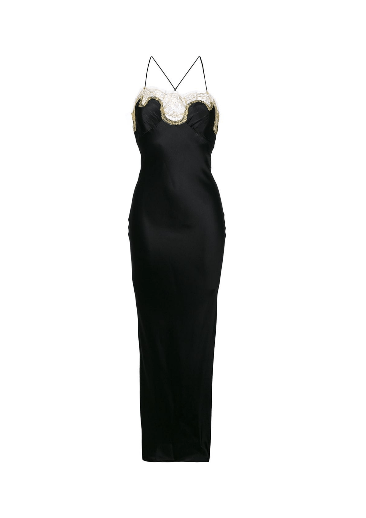 Mayfair Black Long Silk and Lace Slip