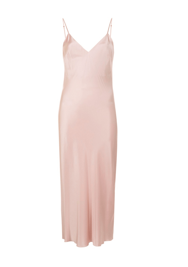 Gilda & Pearl SLIP Sophia Midi Silk Slip Dress in Pink Champagne