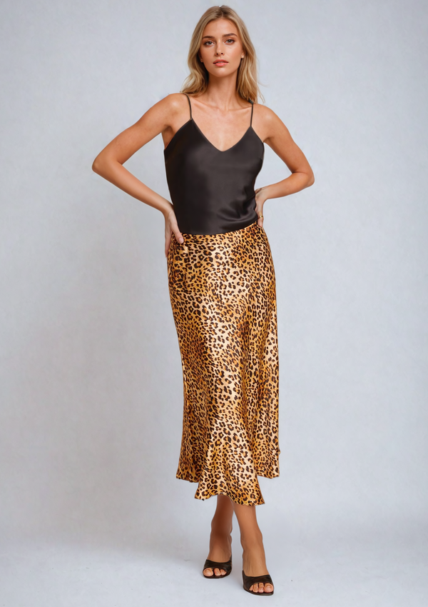 silk leopard skirt - gilda and pearl silk loungewear 