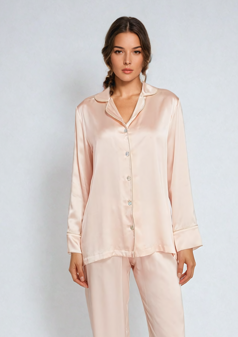 luxury silk pajama - pink silk sleepwear by gilda and pearl 