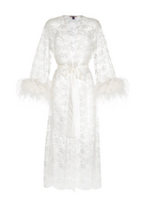 long white lace silk robe