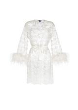 lace luxury bridal robe with feathers