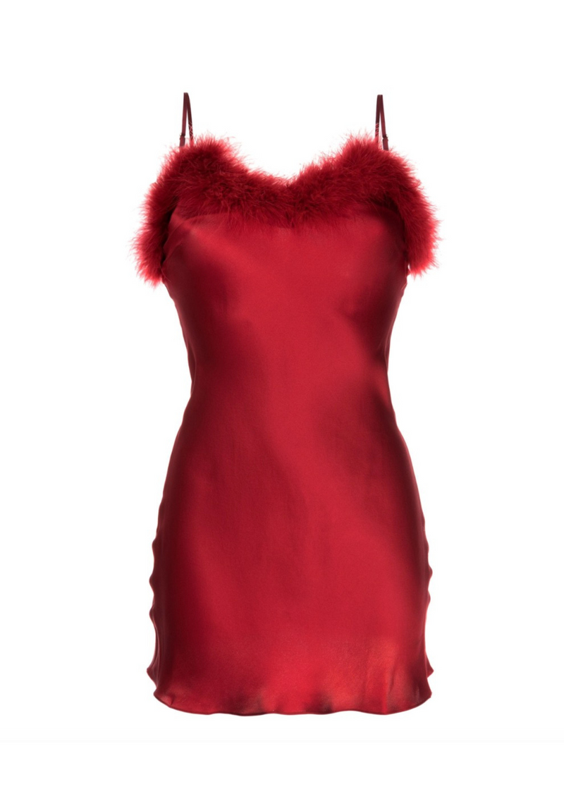 luxury silk dress with feathers - red dress with feathers mini red silk dress