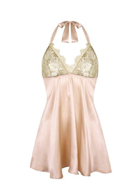 Harlow Silk and Gold Lace Babydoll