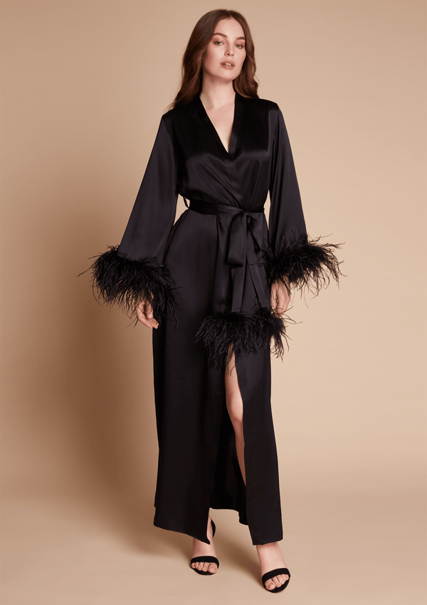Black Feather Robe by Gilda & Pearl