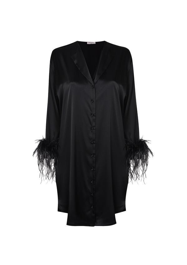 Gilda & Pearl CAMILLE SILK AND FEATHER SHIRT DRESS