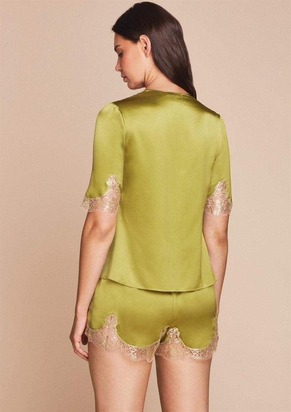 Green Lace Silk Top by Gilda & Pearl