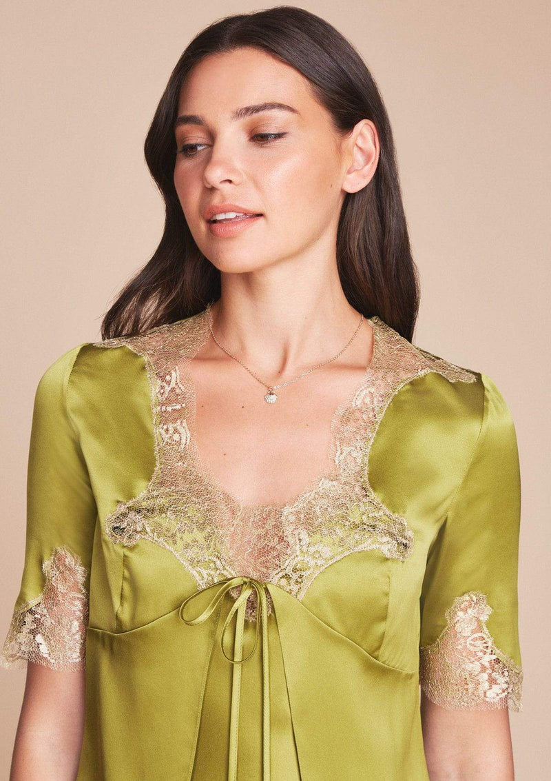 Green Lace Silk Top by Gilda & Pearl