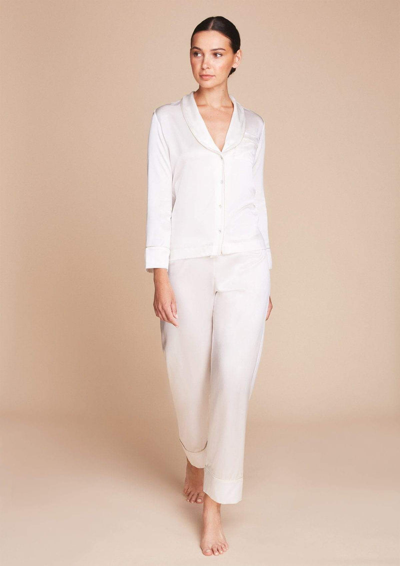 Luxury Silk Pajama Set in White