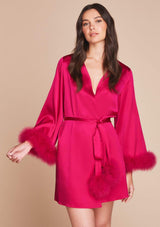 Old Hollywood glamour feather robe by Gilda & Pearl