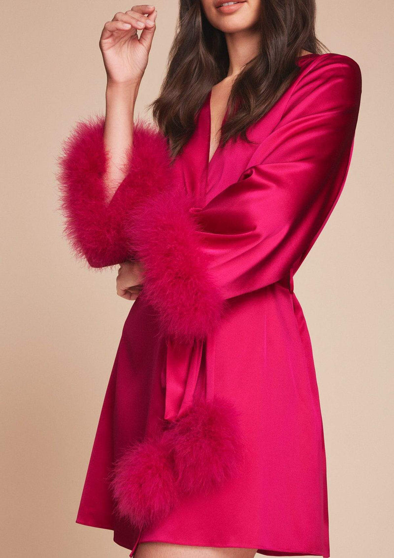 Glamorous Feather Robe Pink Kitty Robe | LUXURY SILK ROBES – Gilda & Pearl