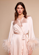 Pink Feather And Silk Robe by Gilda & Pearl