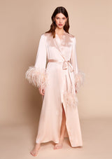 Pink Feather And Silk Robe by Gilda & Pearl