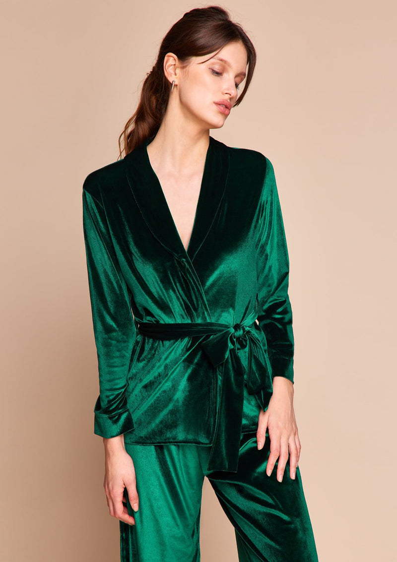 Emerald Green Silk Pyjama - Luxury PJ Jacket and Bottoms Set – Gilda & Pearl