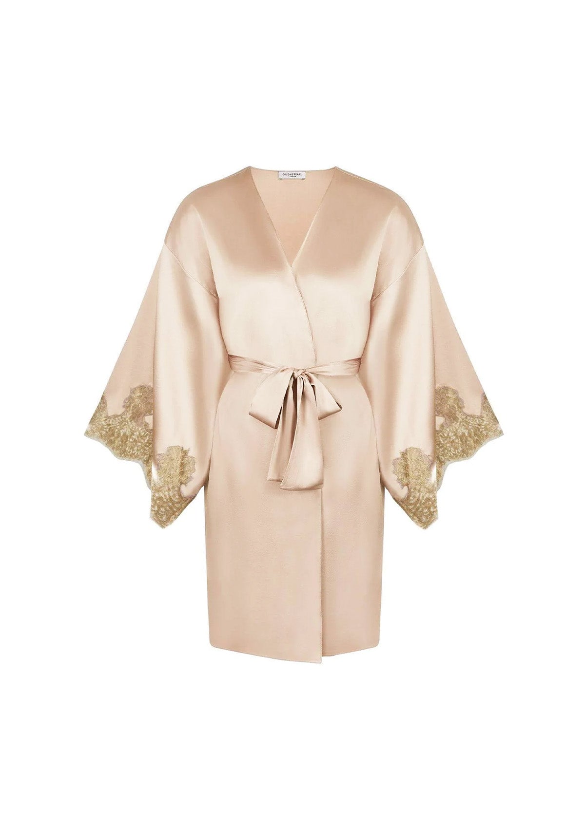 Gold Silk Robe - Gilda & Pearl Gina Silk and Lace Kimono