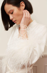  Gilda & Pearl | Iconic Mia White Silk feather Trim RObe