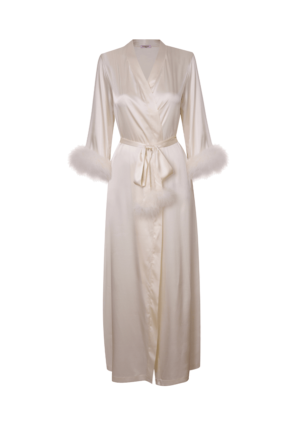 Ivory feather robe | Getting Ready Robe | Gilda & Pearl