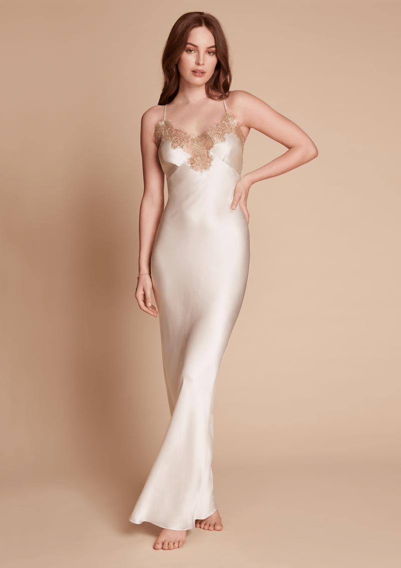 Long silk slip dress outlet