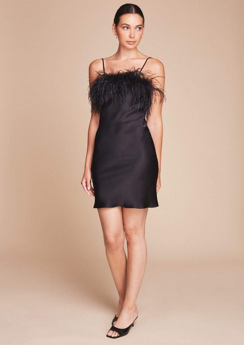 Designer Slip Dress with feathers | Gilda & Pearl
