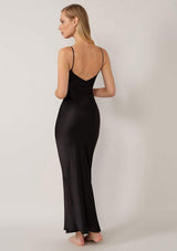 luxury long black dress - black long silk slip - maxi long silk slip by gilda 6 pearl - designer silk ready to wear - luxury silk slips made in UK