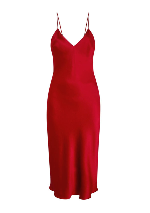 Red Silk Slip Dress by Gilda & Pearl