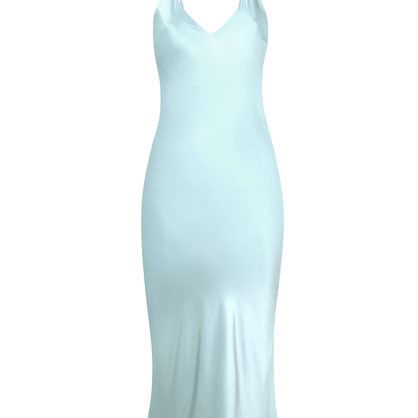 Silk slip 2025 dress blue