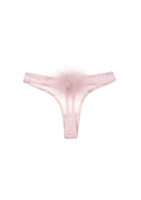 Pink Vintage Feather Pompom Thong by Gilda & Pearl